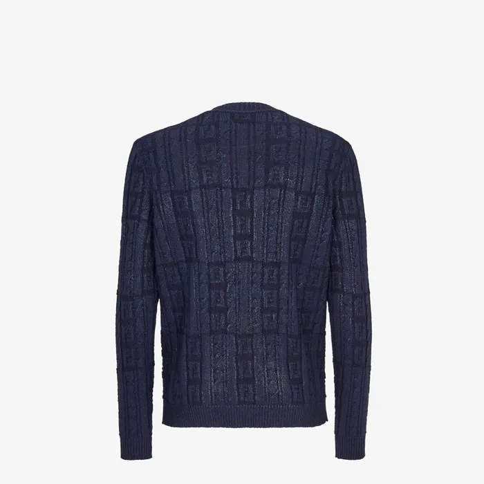 Fendi Knitwear Sweater Blue Wool Sweater 8211 Men