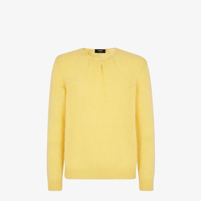 Fendi Knitwear Sweater Yellow Mohair Sweater 8211 Men