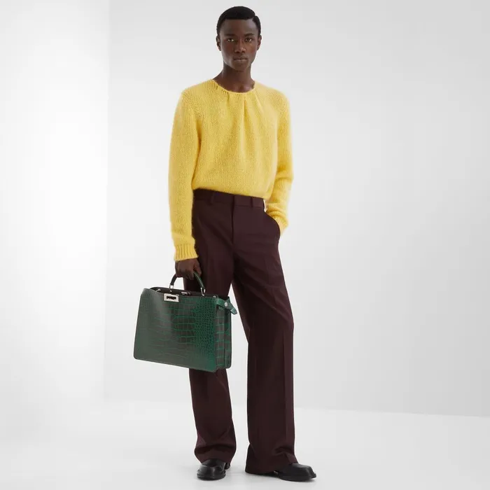 Fendi Knitwear Sweater Yellow Mohair Sweater 8211 Men