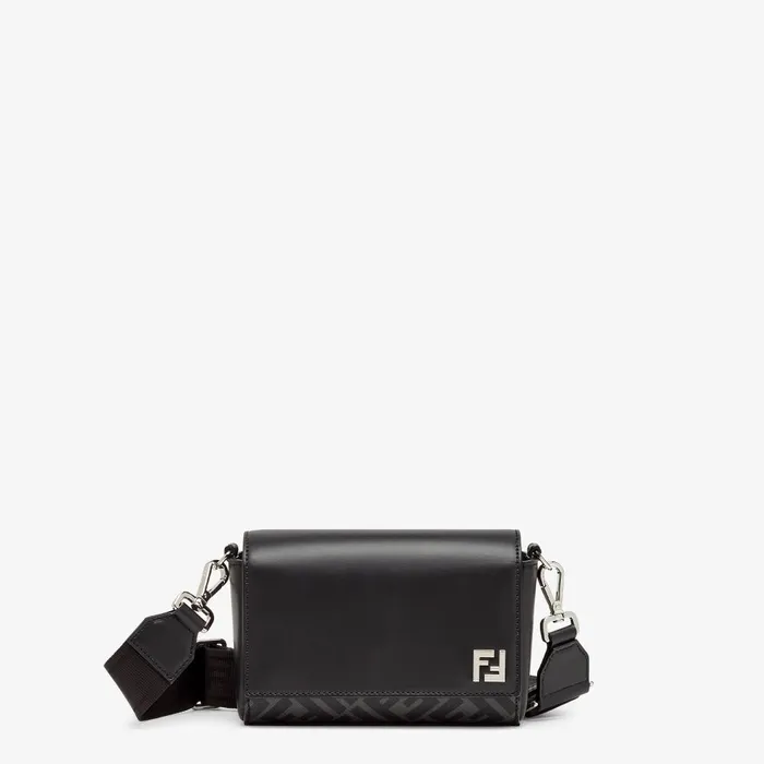 Fendi Messenger Bags FF Squared Compact Bag Black Leather And Black FF Canvas Bag 8211 Men Fendi Messenger Bags FF Squared Compact Bag Black Leather And Black FF Canvas Bag 8211 Men