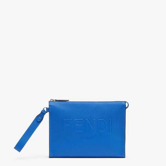 Fendi Mini Bags Leather Fendi Roma Flat Pouch Blue Leather Pouch 8211 Men