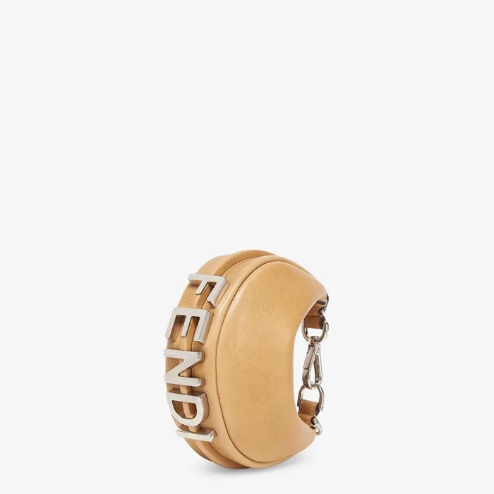 Fendi Miniature Bags Nano Fendigraphy Beige Leather Charm 8211 Women