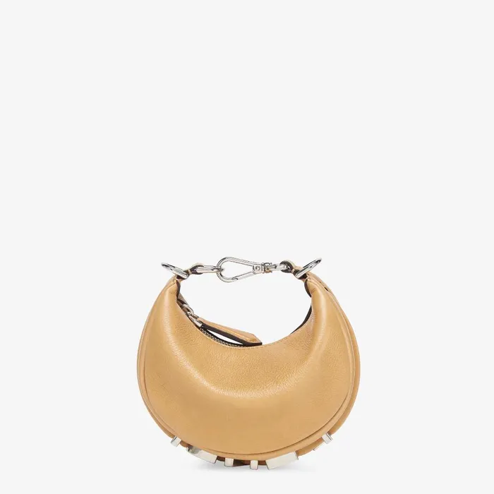 Fendi Miniature Bags Nano Fendigraphy Beige Leather Charm 8211 Women