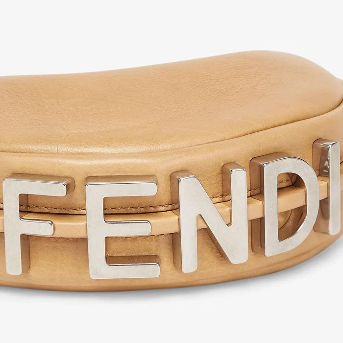 Fendi Miniature Bags Nano Fendigraphy Beige Leather Charm 8211 Women