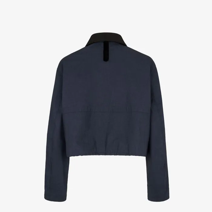 Fendi Outerwear Blouson Blue Waxed Cotton Blouson 8211 Men