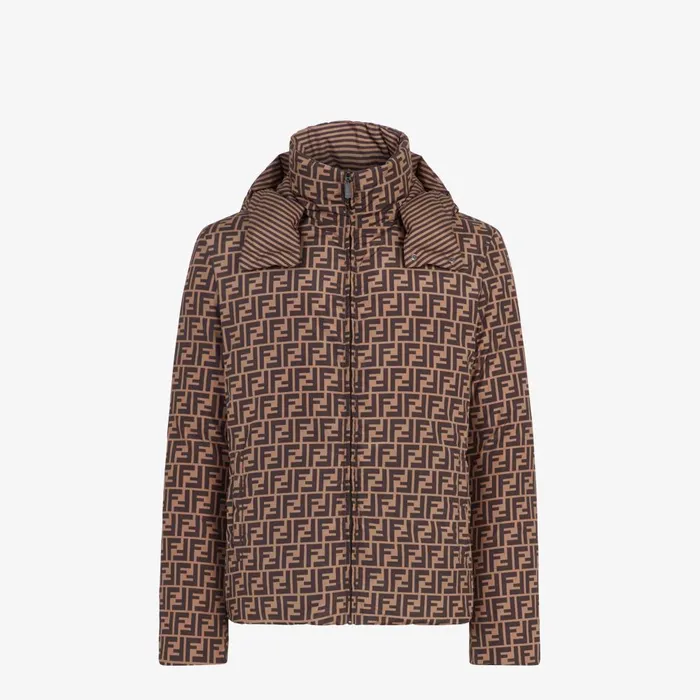Fendi Outerwear Down Jacket Brown Nylon Down Jacket 8211 Men
