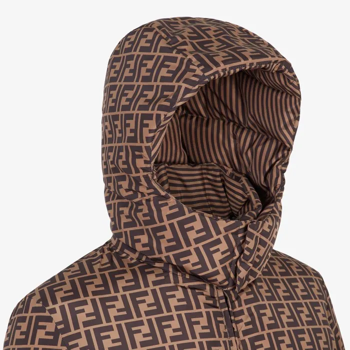Fendi Outerwear Down Jacket Brown Nylon Down Jacket 8211 Men