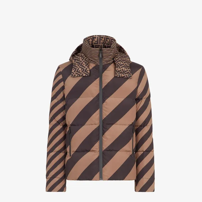 Fendi Outerwear Down Jacket Brown Nylon Down Jacket 8211 Men