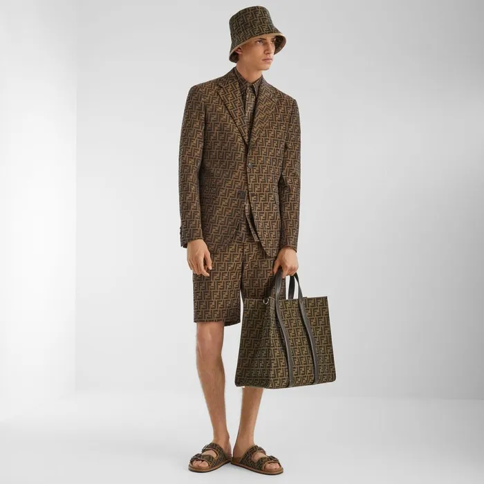 Fendi Pants and Shorts Bermudas FF Jacquard Fabric Pants 8211 Men
