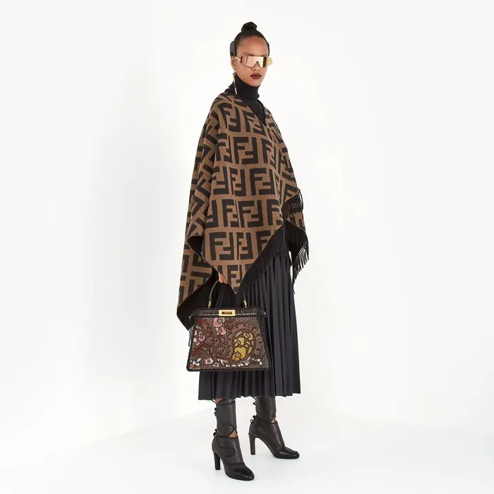Fendi Scarves and Ponchos FF Poncho Multicolor Wool And Cashmere Poncho 8211 Women