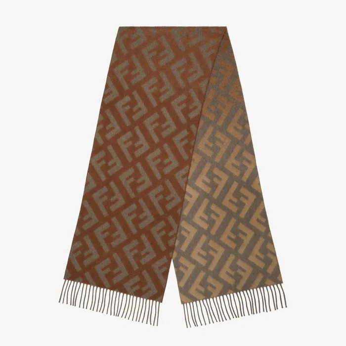 Fendi Scarves and Ponchos FF Scarf Brown Wool And Cashmere Scarf 8211 Women
