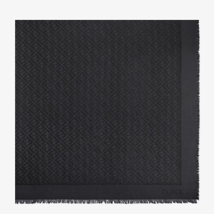 Fendi Scarves and Ponchos FF Shawl Black Shawl With Metallic Yarn 8211 Women
