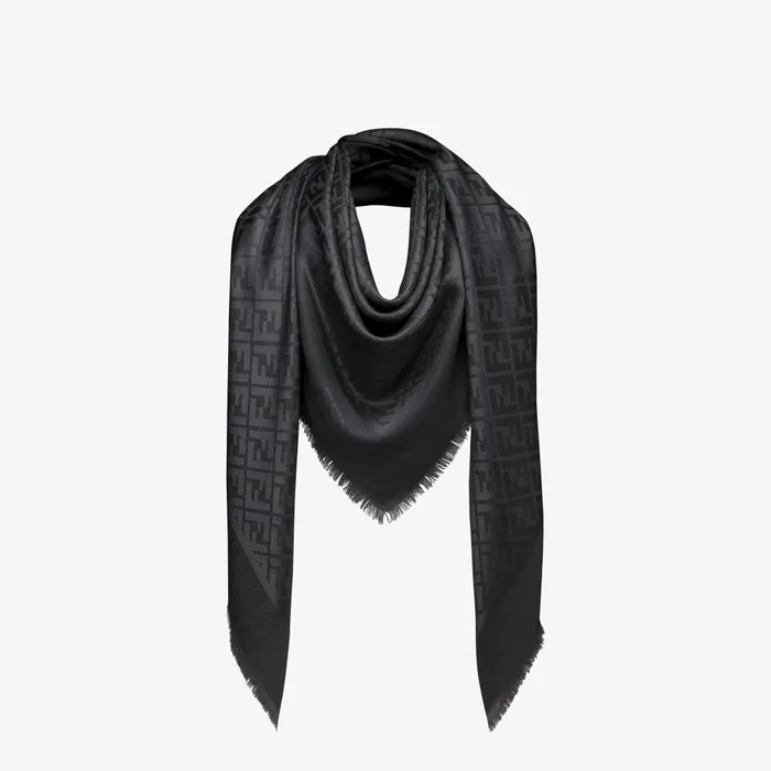 Fendi Scarves and Ponchos FF Shawl Black Shawl With Metallic Yarn 8211 Women