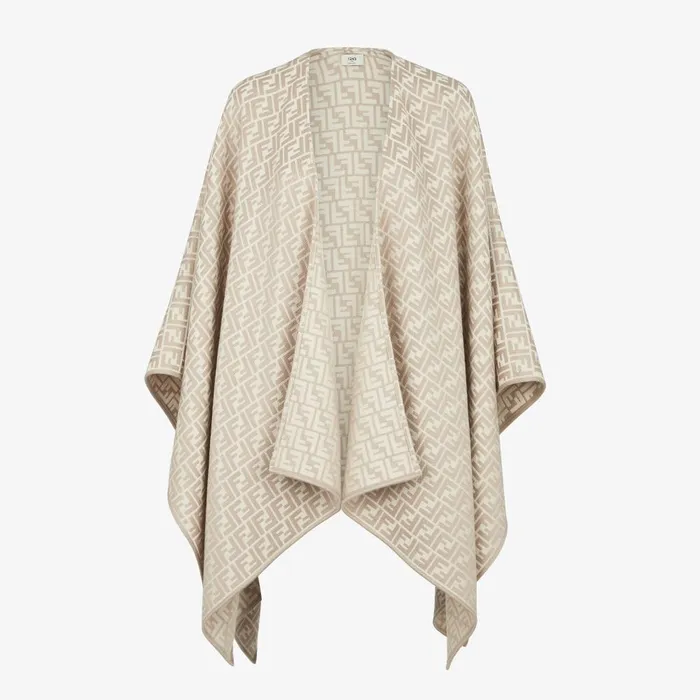 Fendi Scarves and Ponchos Poncho Grey Wool And Silk Poncho 8211 Women
