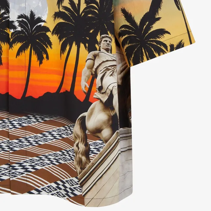 Fendi Shirts Shirt Multicolored Printed Poplin Shirt 8211 Men