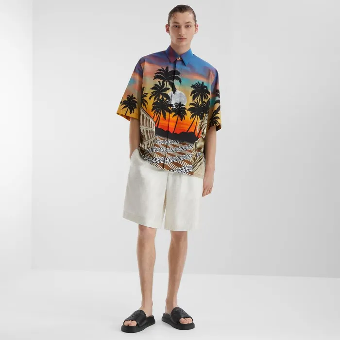 Fendi Shirts Shirt Multicolored Printed Poplin Shirt 8211 Men