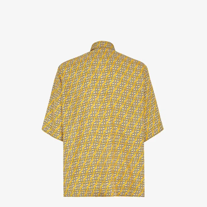 Fendi Shirts Shirt Yellow FF Labyrinth Silk Shirt 8211 Men