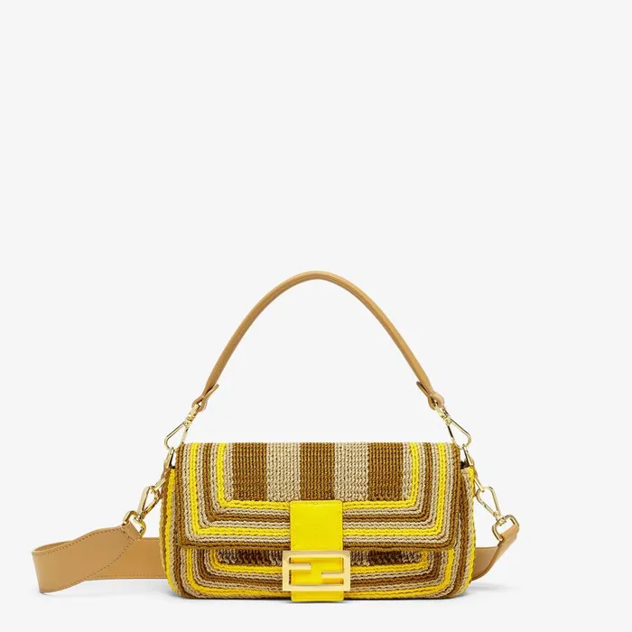 Fendi Shoulder and Crossbody Bags Baguette Bag With Twisted Passementerie Trim With Beige And Yellow Pequin Stripes 8211 Women Fendi Shoulder and Crossbody Bags Baguette Bag With Twisted Passementerie Trim With Beige And Yellow Pequin Stripes 8211 Women