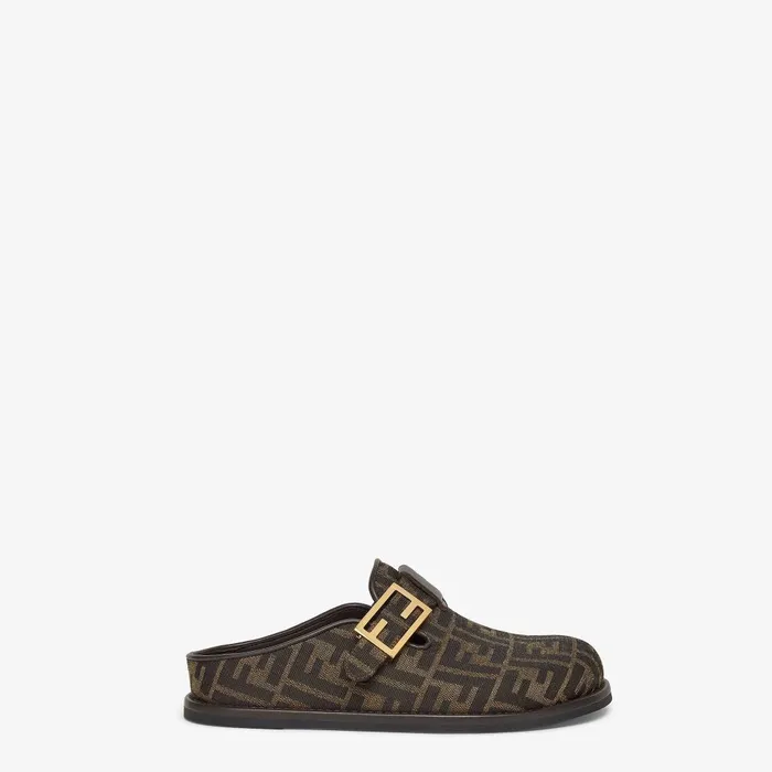 Fendi Slides Fendi Feel Brown Fabric Sabots 8211 Women