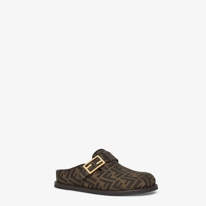 Fendi Slides Fendi Feel Brown Fabric Sabots 8211 Women