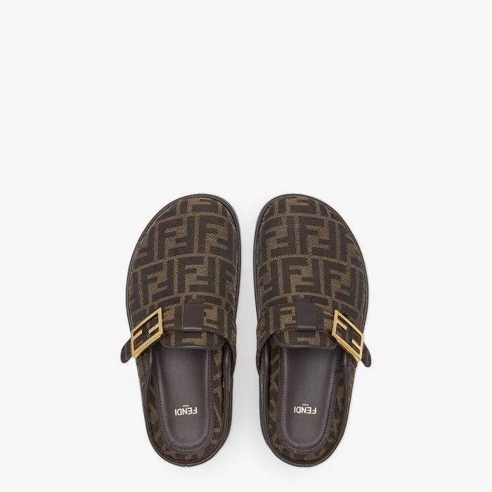 Fendi Slides Fendi Feel Brown Fabric Sabots 8211 Women