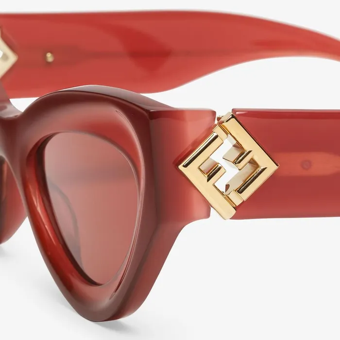 Fendi Sunglasses FF Diamonds Red Acetate Sunglasses 8211 Women