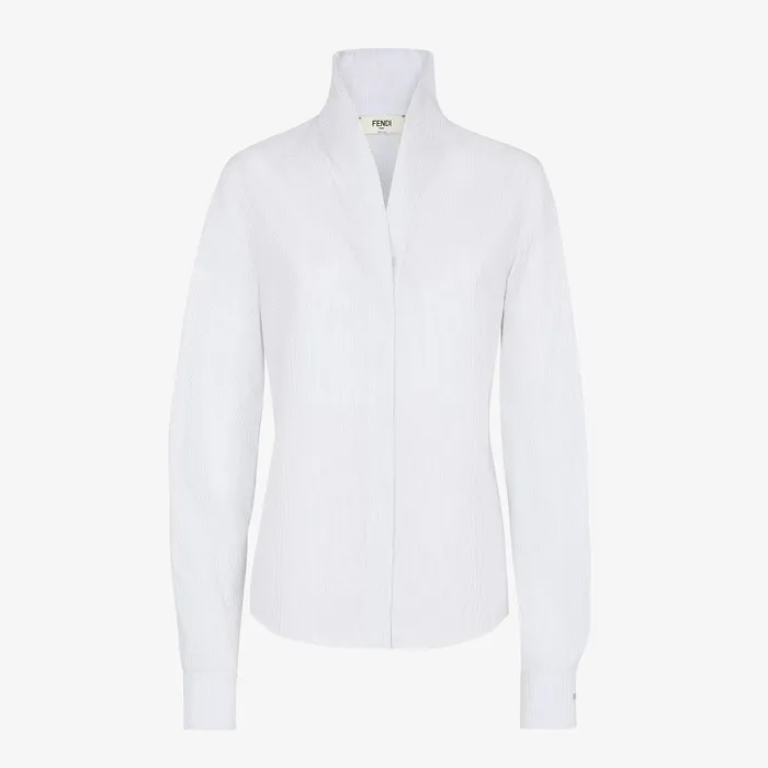 Fendi Tops and Shirts Shirt White Cotton Striped Shirt 8211 Women