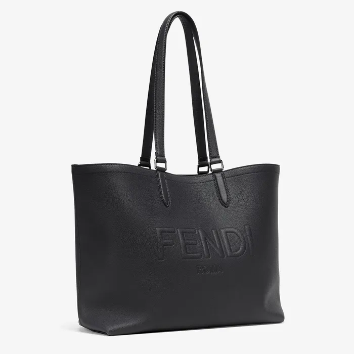 Fendi Tote Bags Fendi Roma Leather Shopper Black Leather Bag 8211 Men