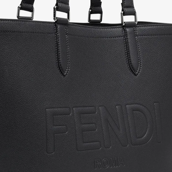 Fendi Tote Bags Fendi Roma Leather Shopper Black Leather Bag 8211 Men