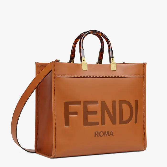 Fendi Tote Bags Fendi Sunshine Medium Brown Calfskin Bag 8211 Women
