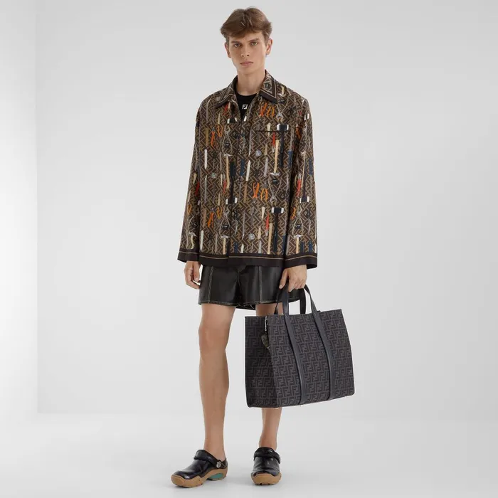 Fendi Tote Bags FF Jacquard Shopper FF Jacquard Fabric Bag 8211 Men