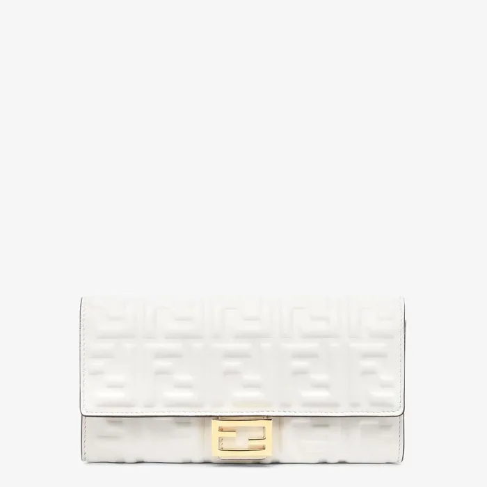 Fendi Wallets Baguette Continental White FF Nappa Leather Wallet 8211 Women