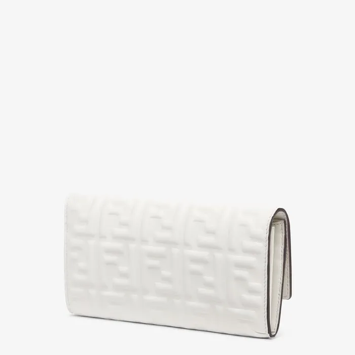 Fendi Wallets Baguette Continental White FF Nappa Leather Wallet 8211 Women