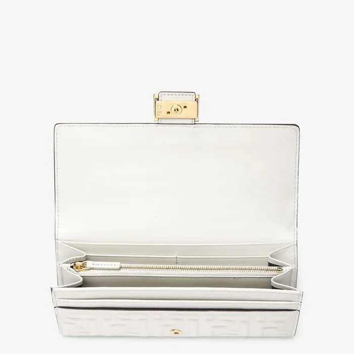 Fendi Wallets Baguette Continental White FF Nappa Leather Wallet 8211 Women