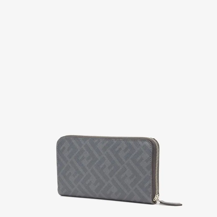 Fendi Wallets Fendi Diagonal Zip Around Gray FF Canvas Wallet 8211 Men