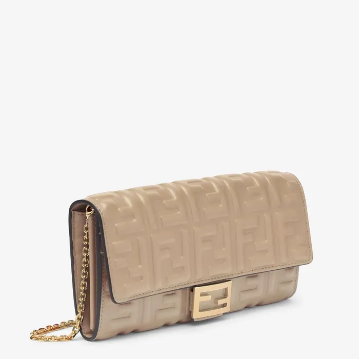 Fendi Wallets On Chain Baguette Continental Wallet With Chain Dove Gray Nappa Leather Wallet 8211 Women
