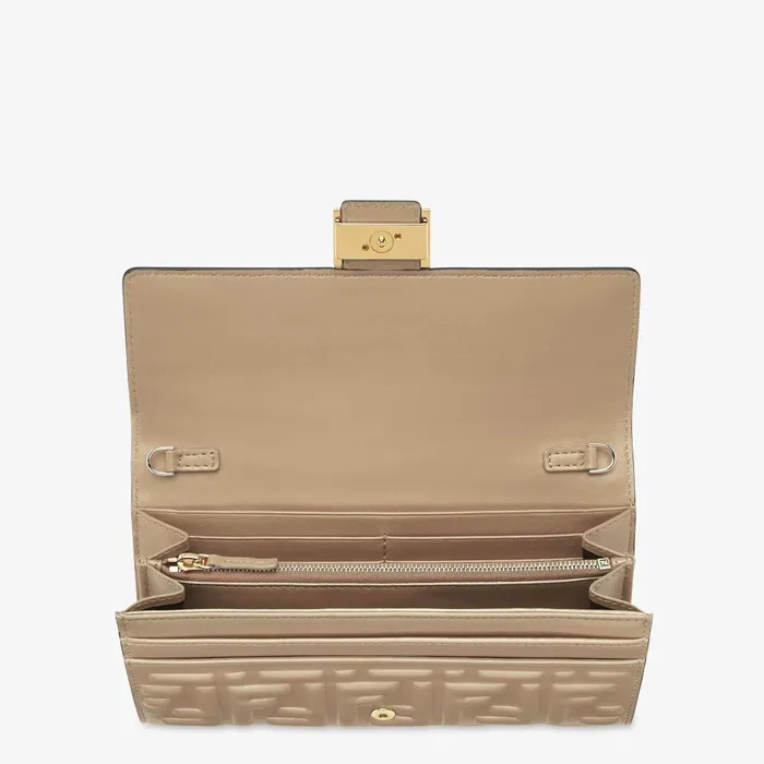 Fendi Wallets On Chain Baguette Continental Wallet With Chain Dove Gray Nappa Leather Wallet 8211 Women
