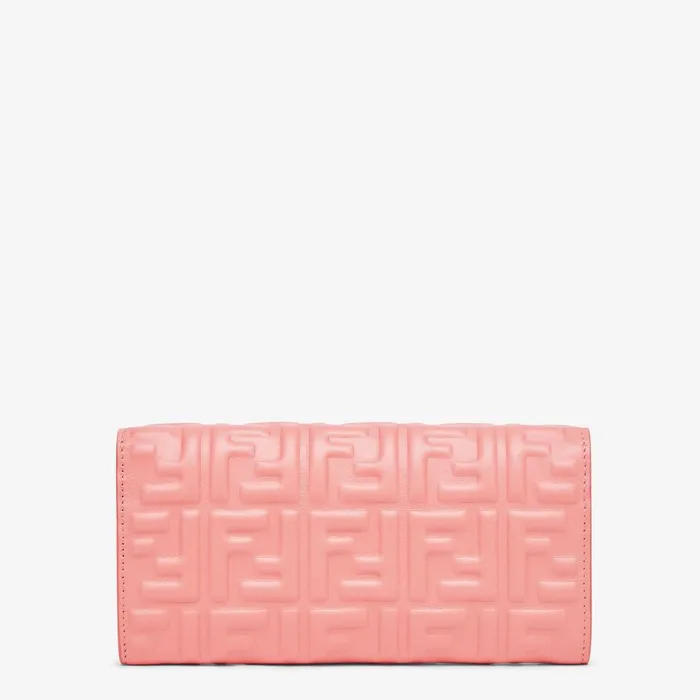 Fendi Wallets On Chain Baguette Continental Wallet With Chain Pink Nappa Leather Wallet 8211 Women