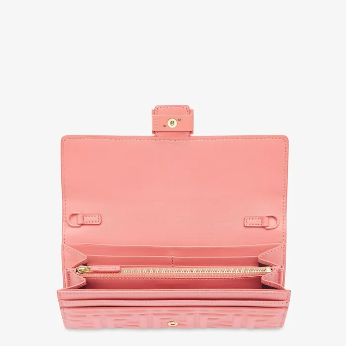 Fendi Wallets On Chain Baguette Continental Wallet With Chain Pink Nappa Leather Wallet 8211 Women