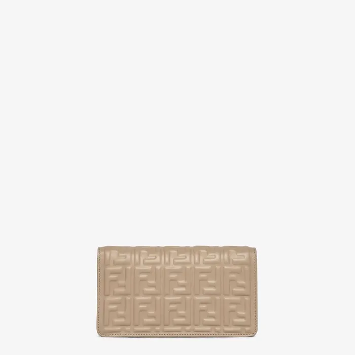 Fendi Wallets On Chain Wallet On Chain Baguette Dove Gray Nappa Leather Wallet With FF Motif 8211 Women