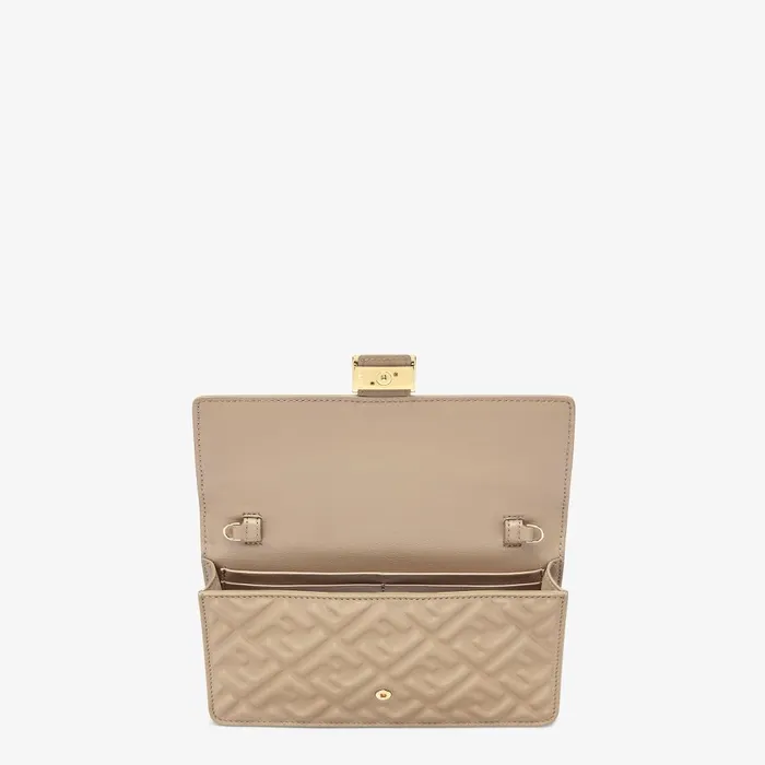 Fendi Wallets On Chain Wallet On Chain Baguette Dove Gray Nappa Leather Wallet With FF Motif 8211 Women