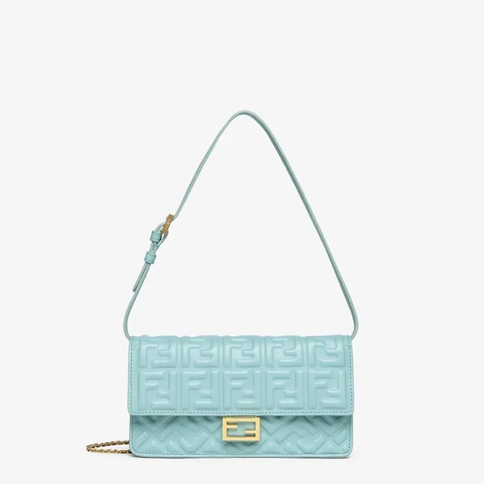 Fendi Wallets On Chain Wallet On Chain Baguette Light Blue Nappa Leather Wallet With FF Motif 8211 Women Fendi Wallets On Chain Wallet On Chain Baguette Light Blue Nappa Leather Wallet With FF Motif 8211 Women