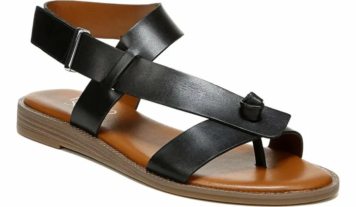 Flat Sandals Women Franco Sarto Franco Glenni Sandal Black Leather