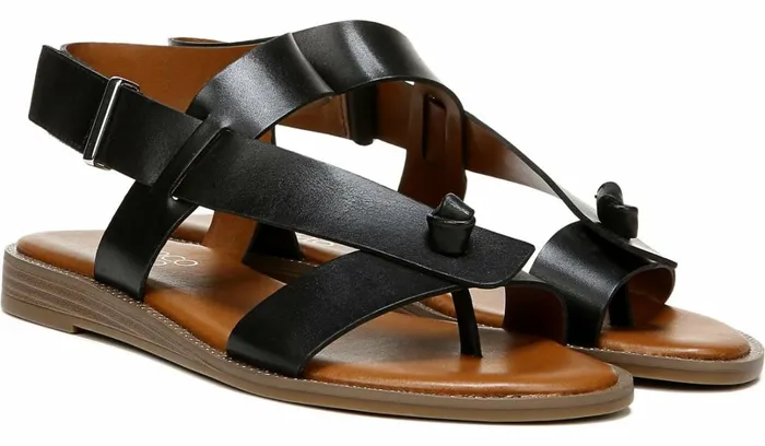 Flat Sandals Women Franco Sarto Franco Glenni Sandal Black Leather