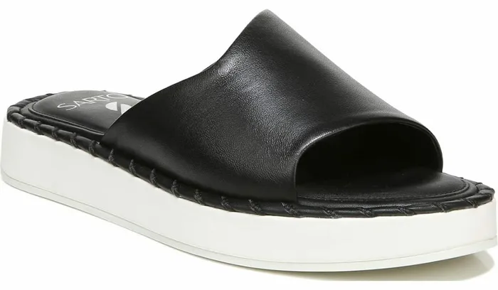 Flat Sandals Women Franco Sarto Sarto Zoe Slide Sandal Black Leather