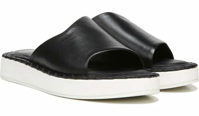 Flat Sandals Women Franco Sarto Sarto Zoe Slide Sandal Black Leather