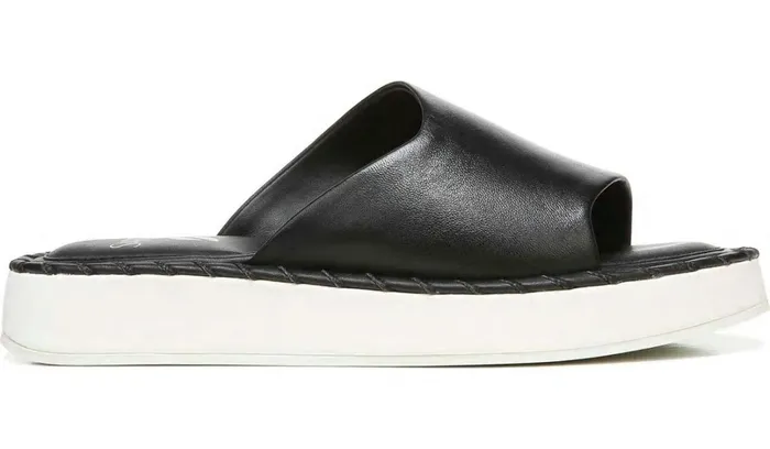 Flat Sandals Women Franco Sarto Sarto Zoe Slide Sandal Black Leather