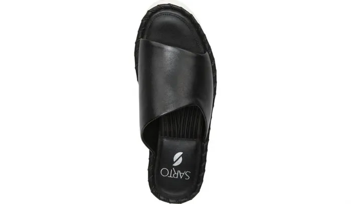 Flat Sandals Women Franco Sarto Sarto Zoe Slide Sandal Black Leather