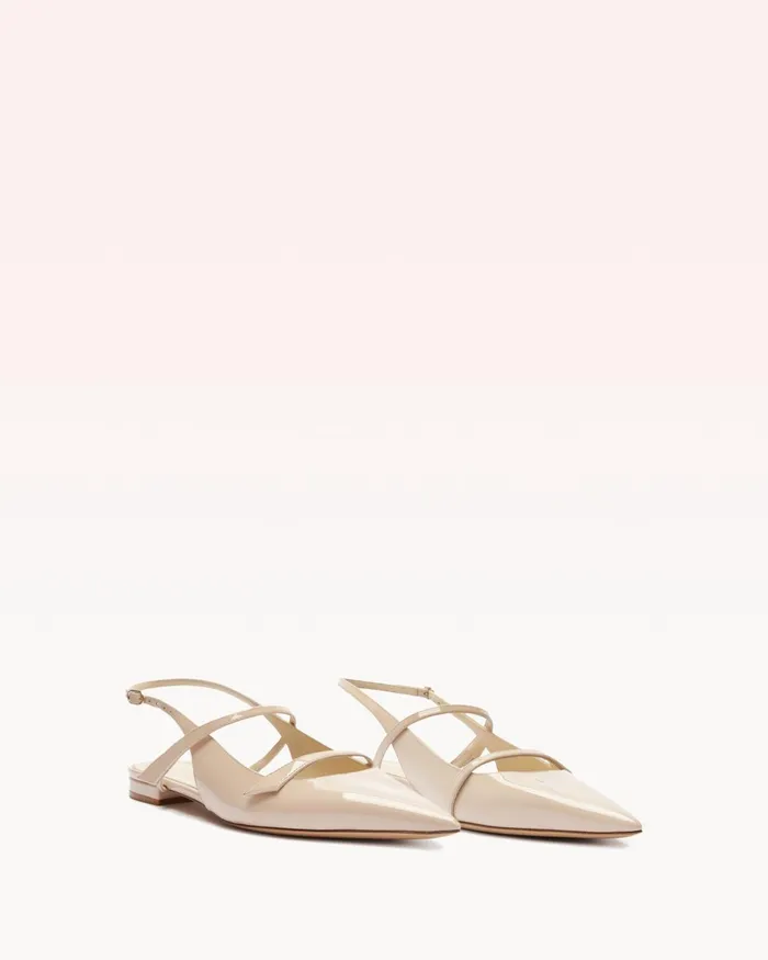 Flats Women Alexandre Birman Alexandre Birman Leather Flat Slingback Pointed Toe Slingback Slingback Flat Pumps Beige Semolina