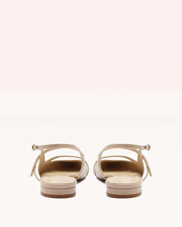 Flats Women Alexandre Birman Alexandre Birman Leather Flat Slingback Pointed Toe Slingback Slingback Flat Pumps Beige Semolina